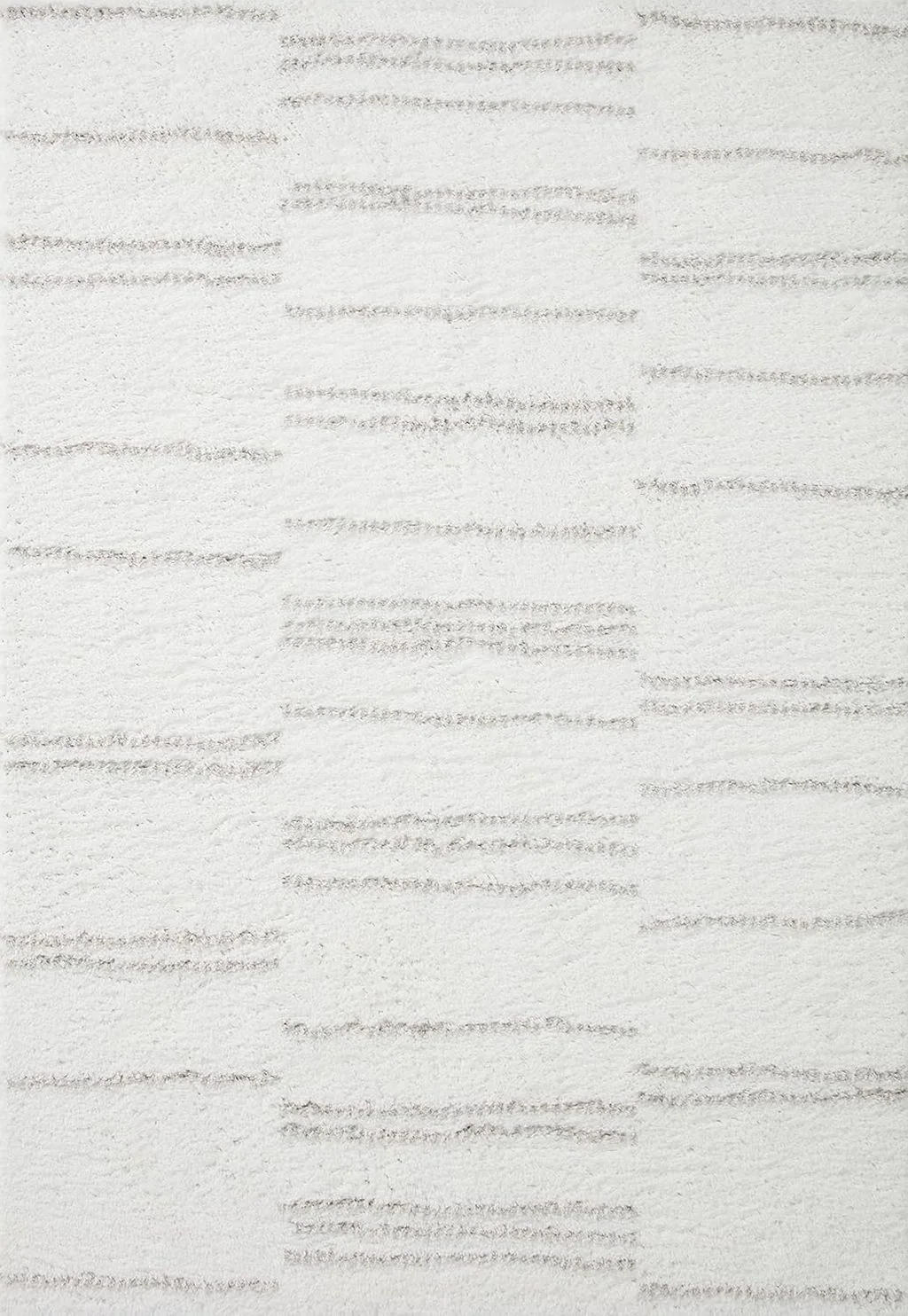 Loloi II Bliss Shag Collection BLS-02 White/Grey 5'-3" x 7'-6" Area Rug - 5′3″x7′6″