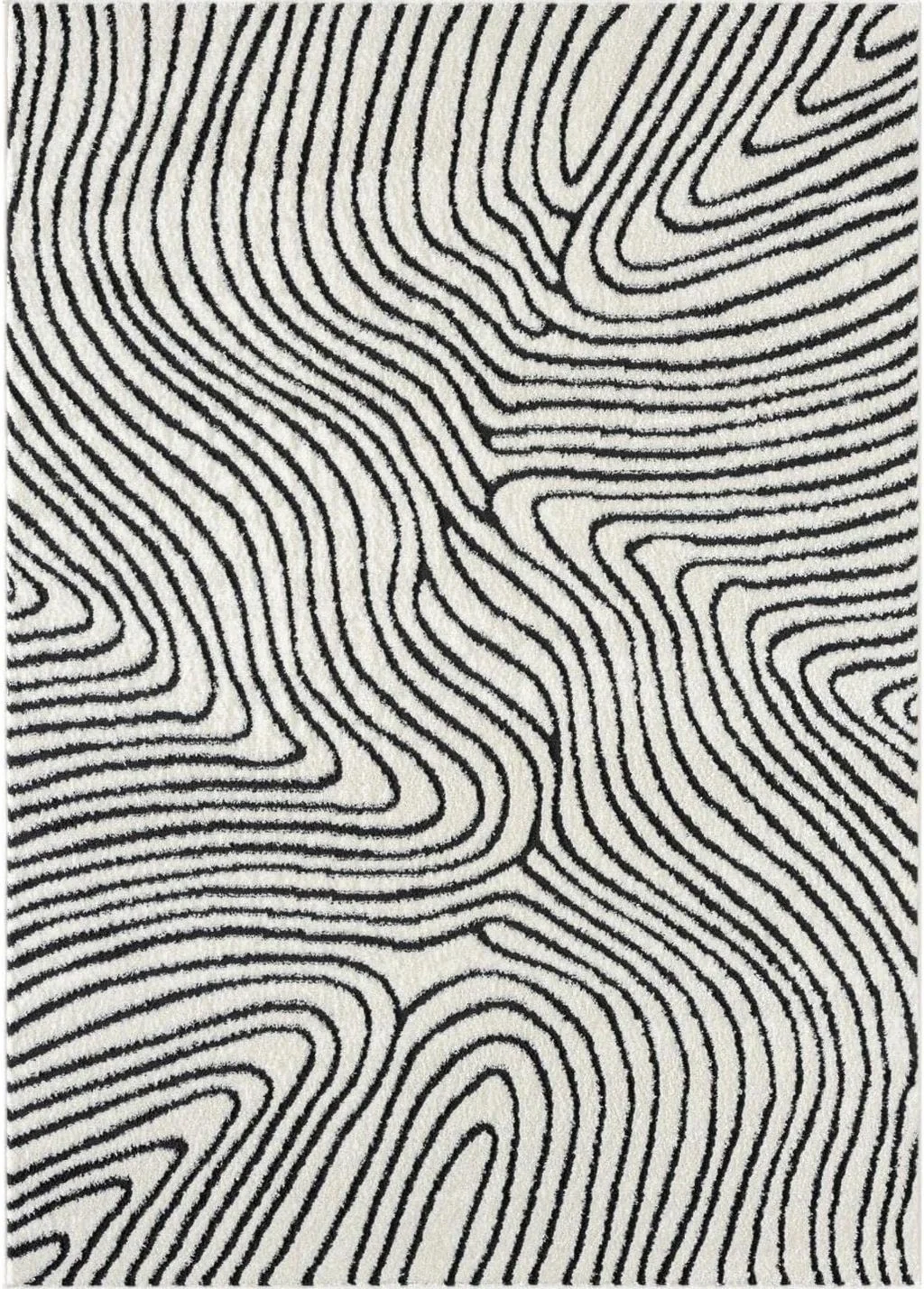 LUXE WEAVERS Le Monde Collection 8505 Anthracite 5x7 Geometric Marble Swirl Area Rug - 5′3″x7′3″