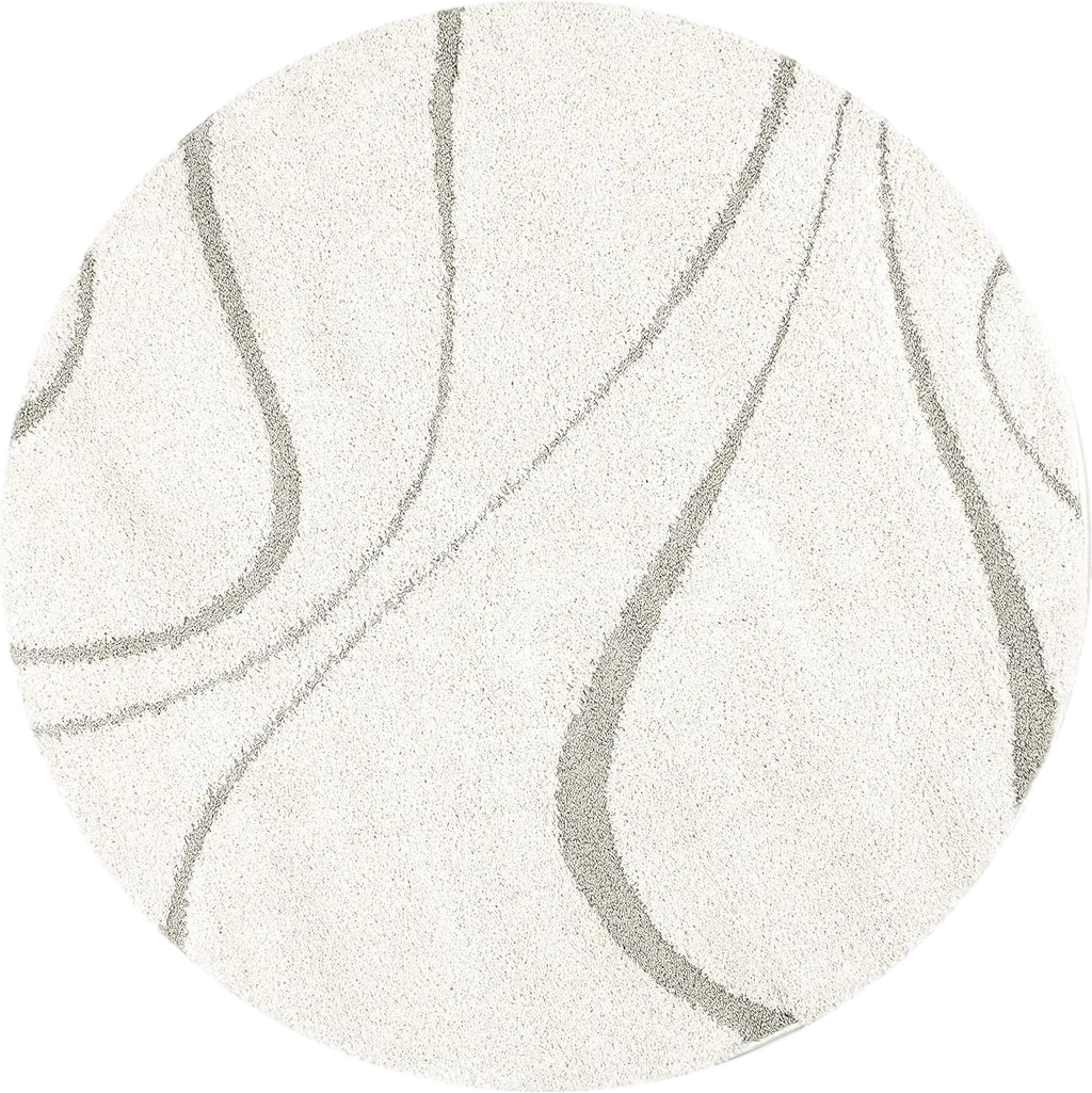 nuLOOM Carolyn Modern Shag Area Rug, 5' 3" Round, Cream - 5′3″x5′3″