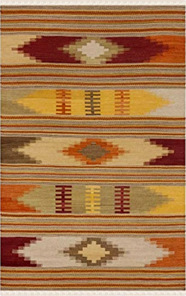 SAFAVIEH Kilim Collection Area Rug - 8' x 10', Red & Multi, Handmade Southwestern Tribal Wool, Ideal for High Traffic Areas in Living Room, Bedroom (NVK177A) - 8′0″x10′0″