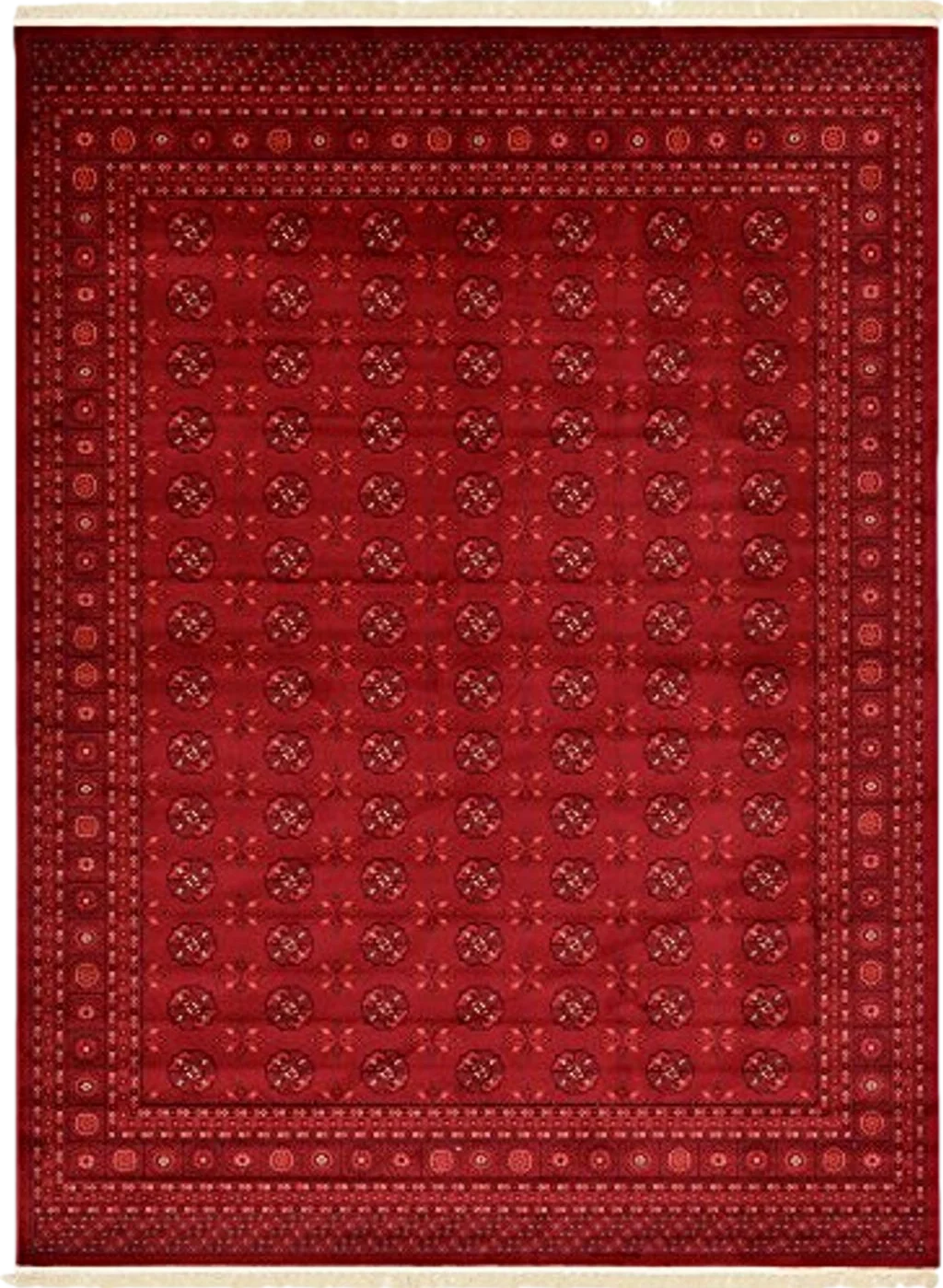 Unique Loom Tekke Collection Over-Dyed Saturated Traditional Torkaman Area Rug, 9 ft x 12 ft, Red/Burgundy - 9′0″x12′0″
