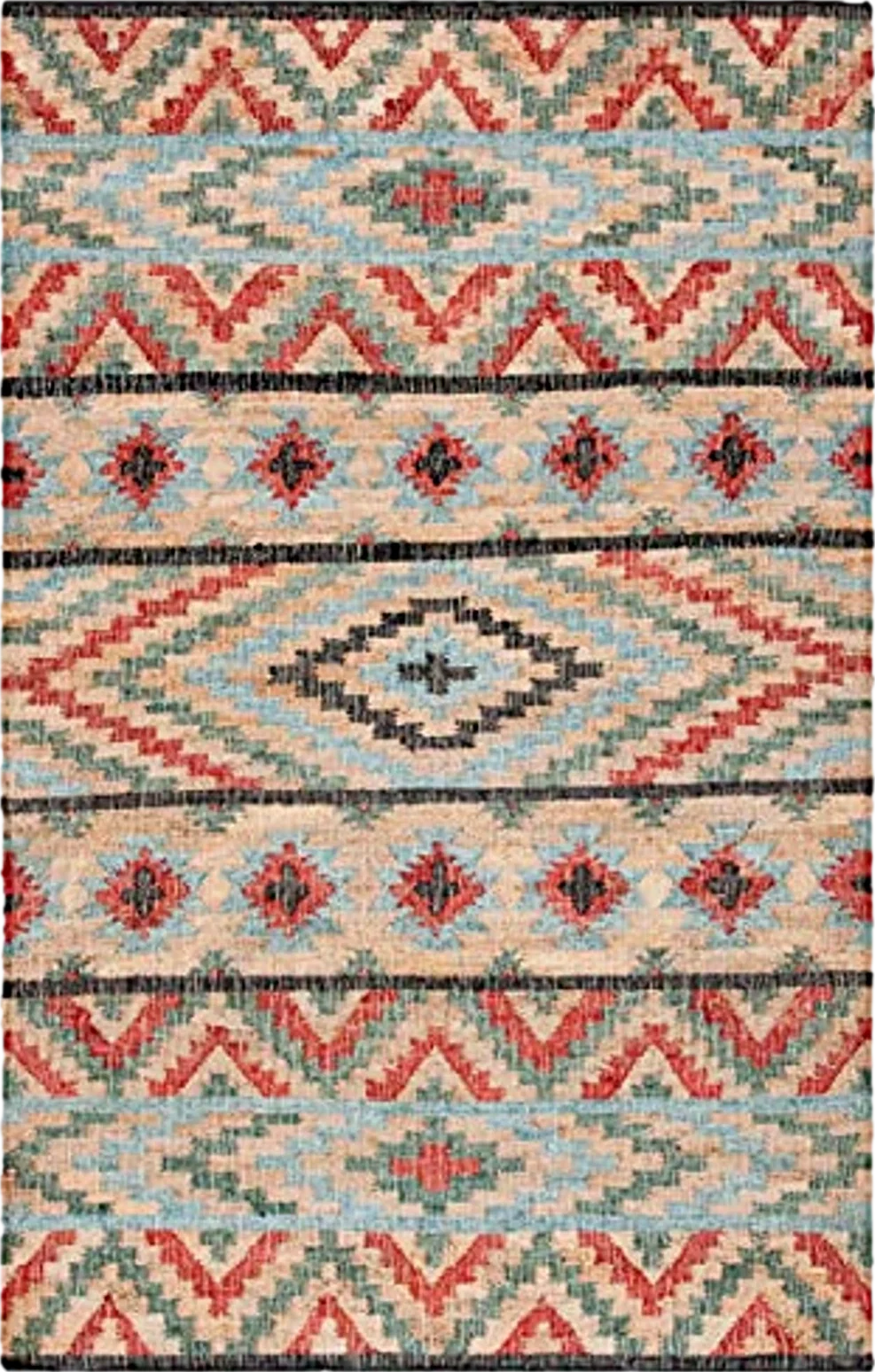 SAFAVIEH Kilim Collection Area Rug - 5' x 8', Natural & Red, Flat Weave Jute Design, Ideal for High Traffic Areas in Living Room, Bedroom (KLM758Q) - 5′0″x8′0″
