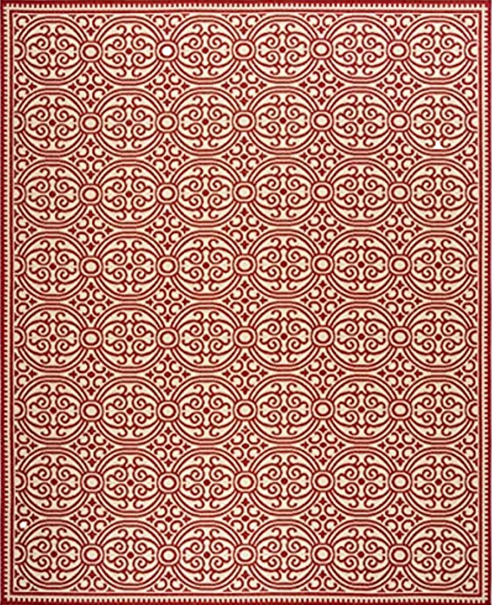 SAFAVIEH Linden Collection 8' x 10' Red/Cream LND134Q Geometric Indoor/ Outdoor Non-Shedding Easy scrubbing Patio Backyard Porch Deck Mudroom Area-Rug - 8′0″x10′0″