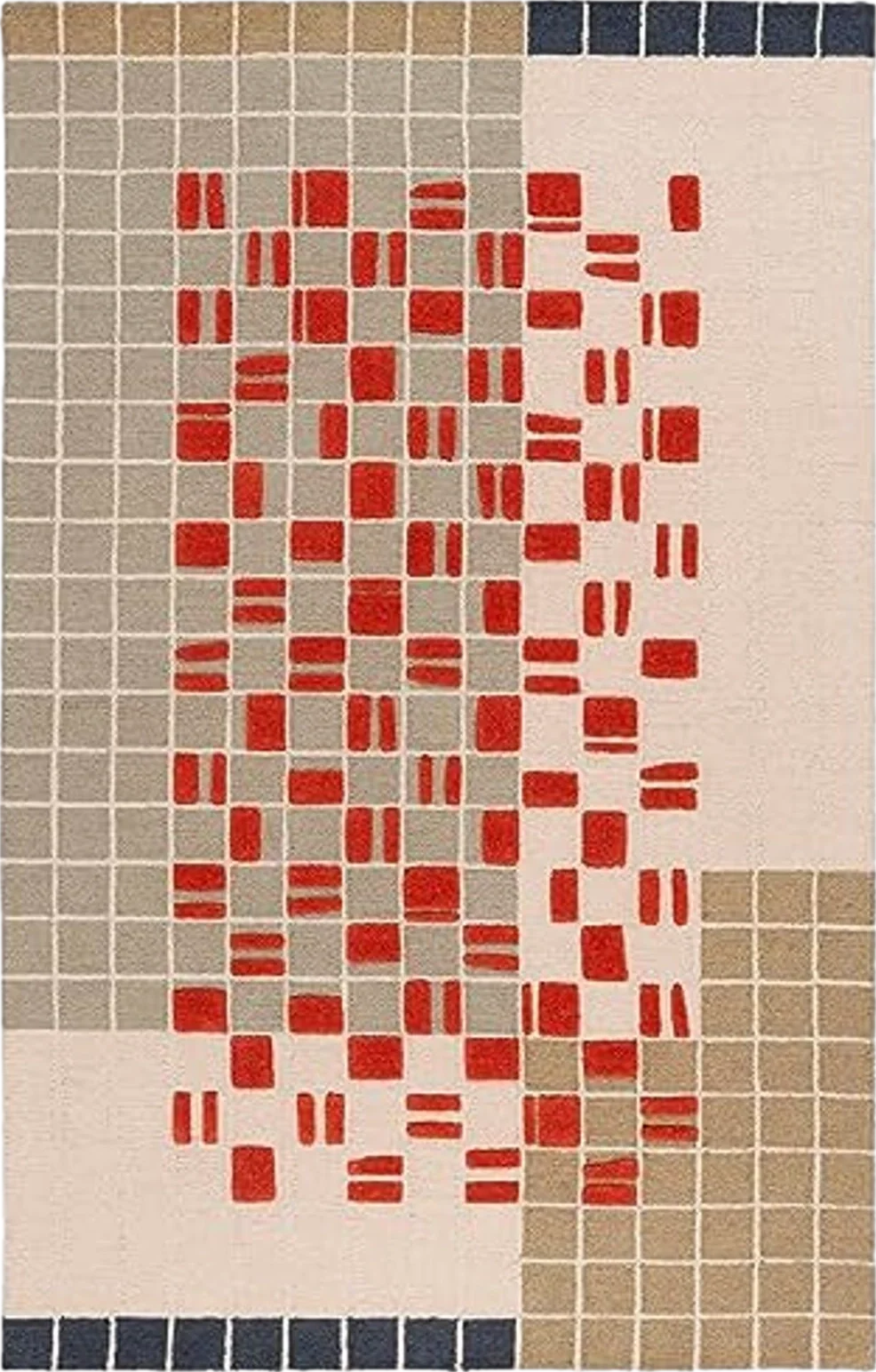 SAFAVIEH Genre Collection Area Rug - 6' x 9', Grey & Red, Handmade Wool, Ideal for Living Room, Bedroom, Dining (GRE206F-6) - 6′0″x9′0″