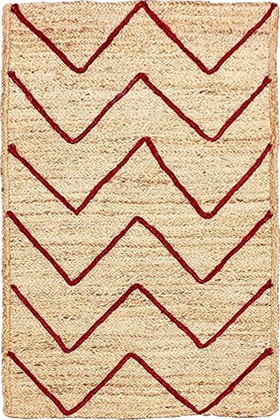 CASAVANI Collection Rectangular Area Rug - 5x8 Feet Red Braided Jute Rug Geometric Kilim Rug Indoor Outdoor Use Carpet Flatweave Rugs for Bedroom Dining Room Living Room - 5′0″x8′0″