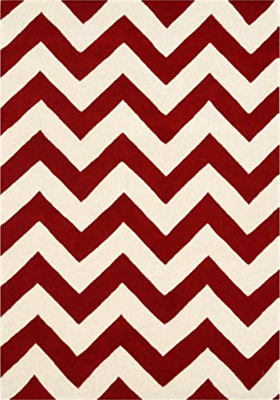 SAFAVIEH Chatham Collection Area Rug - 5' x 8', Red & Ivory, Handmade Chevron Wool, Ideal for High Traffic Areas in Living Room, Bedroom (CHT715G) - 5′0″x8′0″
