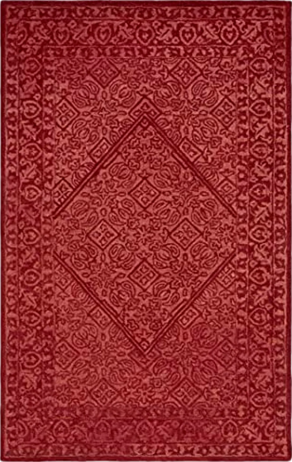 SAFAVIEH Dip Dye Collection Area Rug - 5' x 8', Red, Handmade Oriental Diamond Wool, Ideal for High Traffic Areas in Living Room, Bedroom (DDY151Q) - 5′0″x8′0″