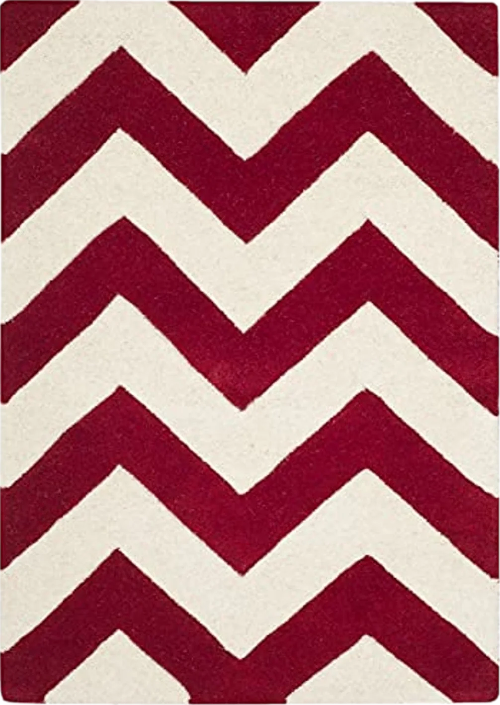 SAFAVIEH Chatham Collection Accent Rug - 2' x 3', Red & Ivory, Handmade Chevron Wool, Ideal for High Traffic Areas in Entryway, Living Room, Bedroom (CHT715G) - 2′0″x3′0″