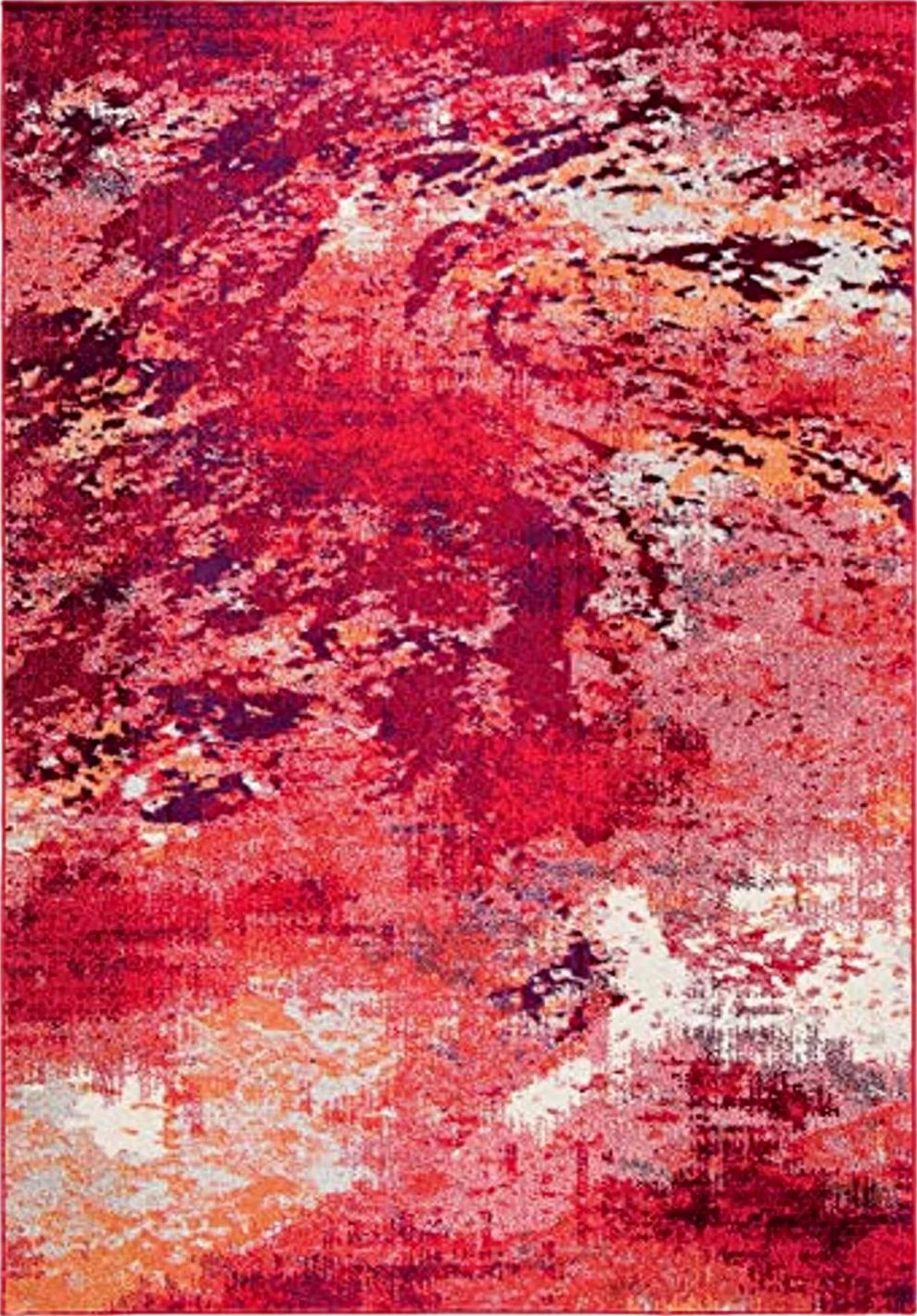 SAFAVIEH Madison Collection Area Rug - 8' x 10', Red & Ivory, Modern Boho Abstract Design, Non-Shedding & Easy Care, Ideal for High Traffic Areas in Living Room, Bedroom (MAD440Q) - 8′0″x10′0″