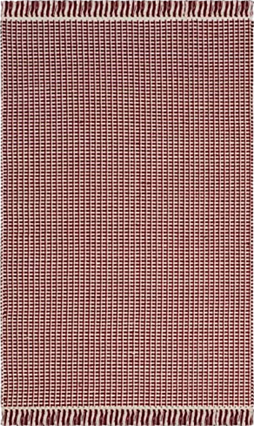 SAFAVIEH Montauk Collection Accent Rug - 3' x 5', Ivory & Red, Handmade Flat Weave Boho Farmhouse Cotton Tassel Fringe, Ideal for High Traffic Areas in Entryway, Living Room, Bedroom (MTK340C) - 3′0″x5′0″