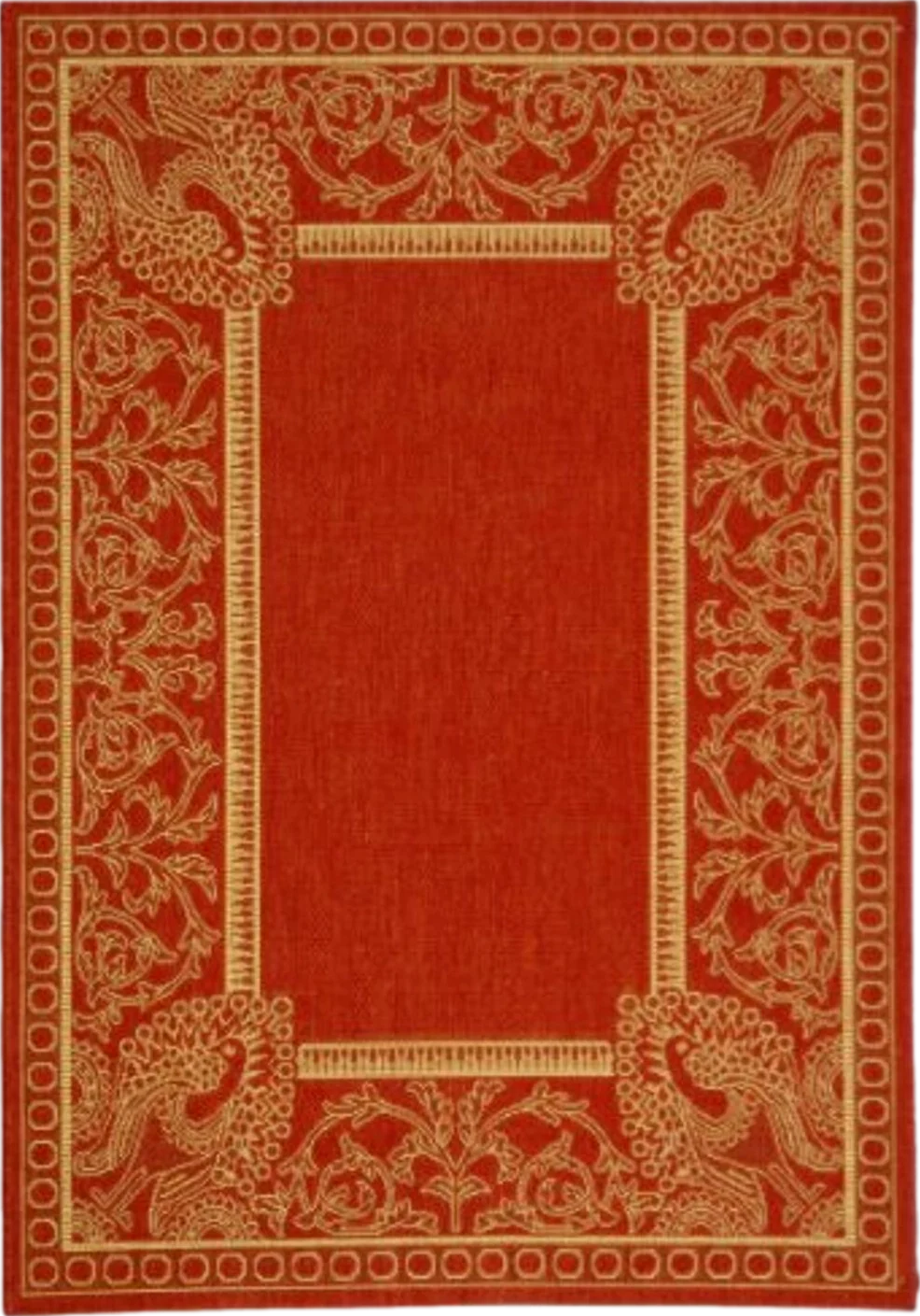 SAFAVIEH Courtyard Collection Accent Rug - 4' x 5'7", Red & Natural, Non-Shedding & Easy Care, Indoor/Outdoor & Washable-Ideal for Patio, Backyard, Mudroom (CY2965-3707) - 4′0″x5′8″