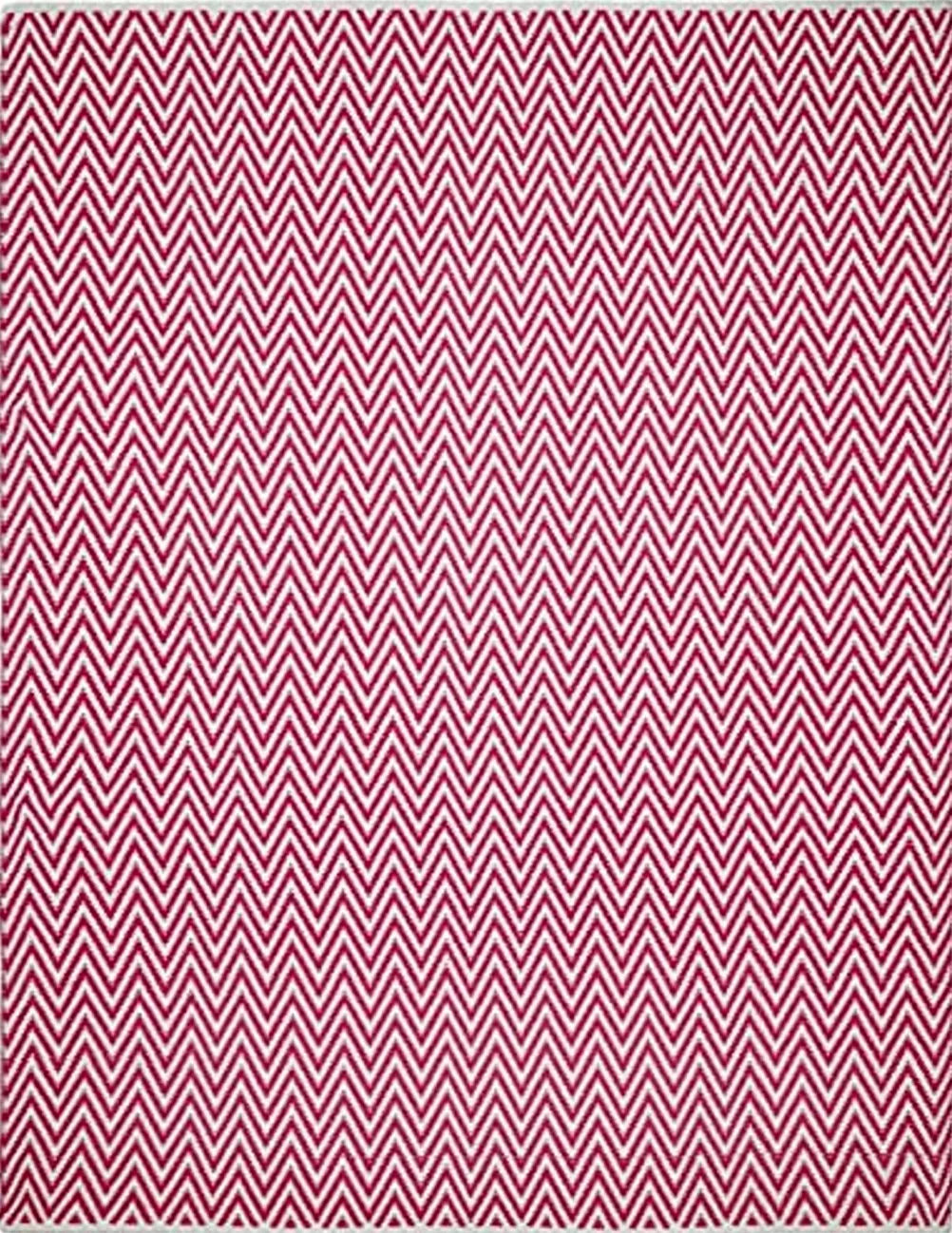 SAFAVIEH Montauk Collection Area Rug - 8' x 10', Red & Ivory, Handmade Chevron Cotton, Ideal for High Traffic Areas in Living Room, Bedroom (MTK812K) - 8′0″x10′0″