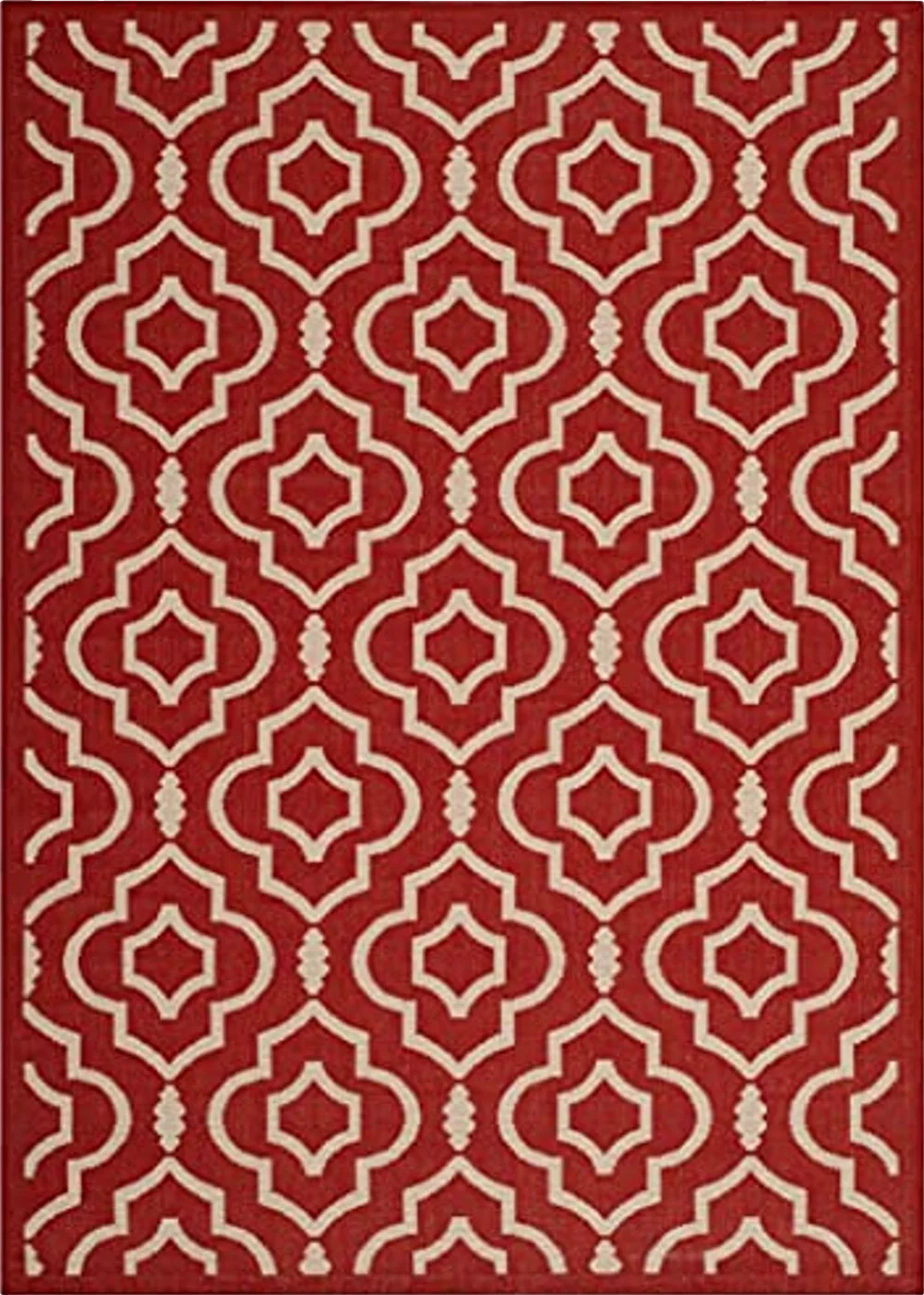 SAFAVIEH Courtyard Collection 5'3" x 7'7" Red/Bone CY6926 Indoor/ Outdoor Splashproof Easy Scrubbing Patio Backyard Mudroom Area Rug - 5′4″x7′8″