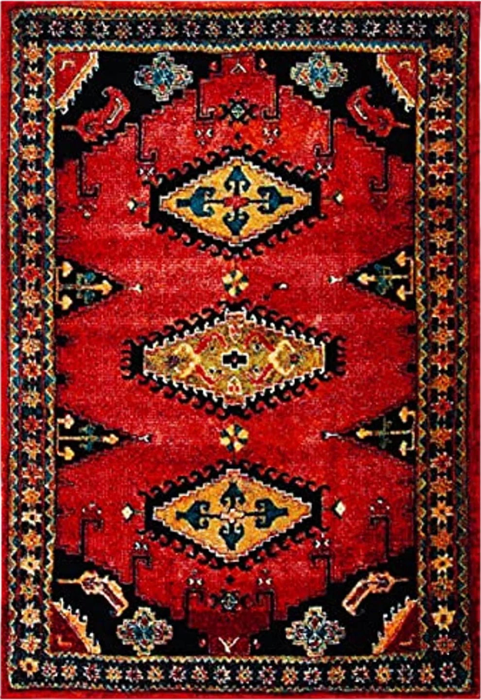 SAFAVIEH Vintage Hamadan Collection Area Rug - 8' x 10', Red & Black, Traditional Oriental Design, Non-Shedding & Easy Care, Ideal for High Traffic Areas in Living Room, Bedroom (VTH251Q) - 8′0″x10′0″