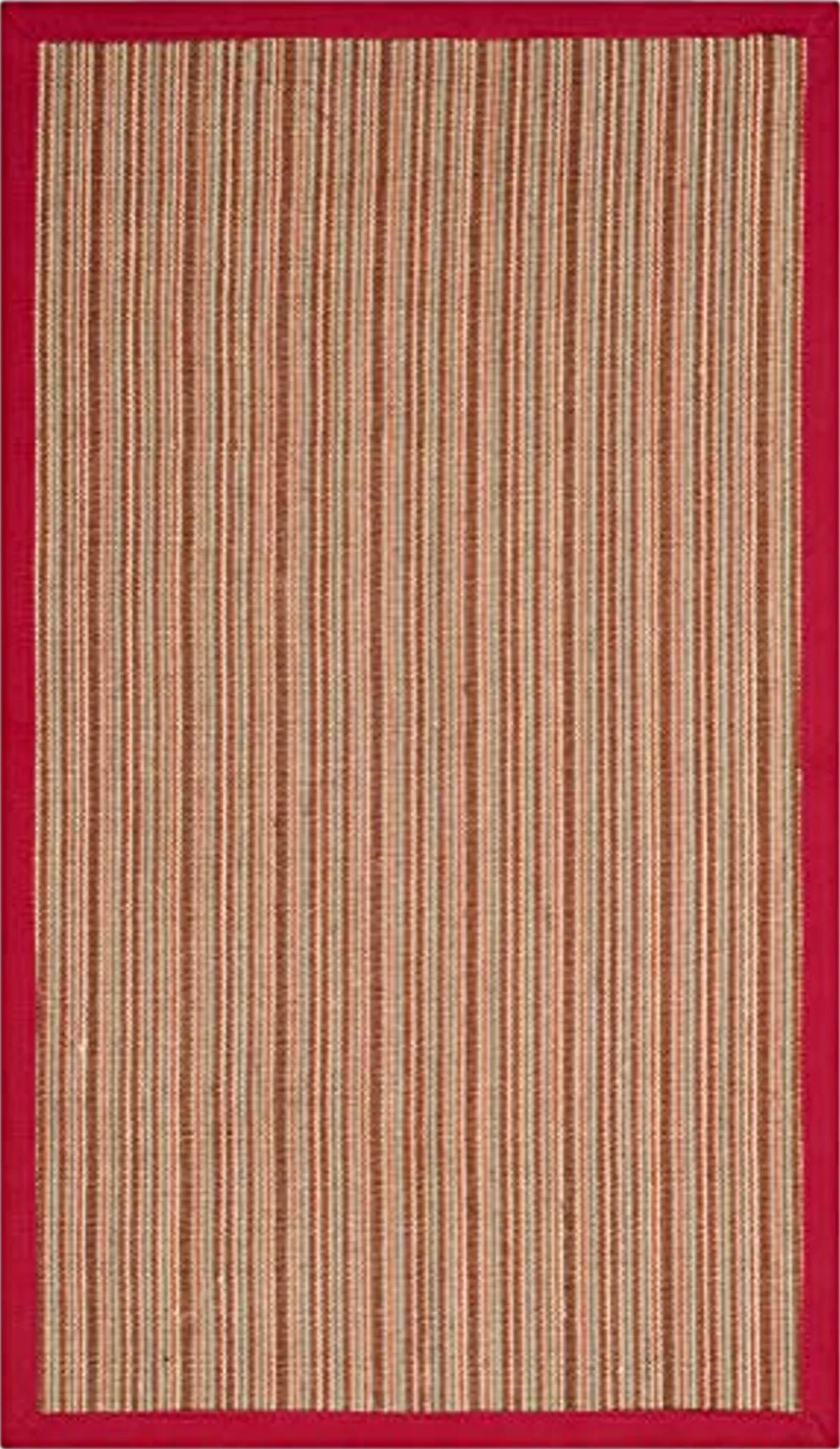SAFAVIEH Natural Fiber Collection Accent Rug - 3' x 5', Brown & Red, Border Stripe Sisal Design, Easy Care, Ideal for High Traffic Areas in Entryway, Living Room, Bedroom (NF132B) - 3′0″x5′0″