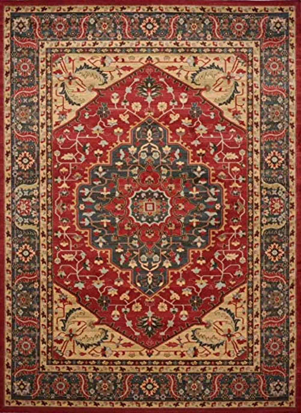 SAFAVIEH Mahal Collection Area Rug - 8' x 11', Navy & Red, Traditional Oriental Design, Non-Shedding & Easy Care, Ideal for High Traffic Areas in Living Room, Bedroom (MAH621C) - 8′0″x11′0″