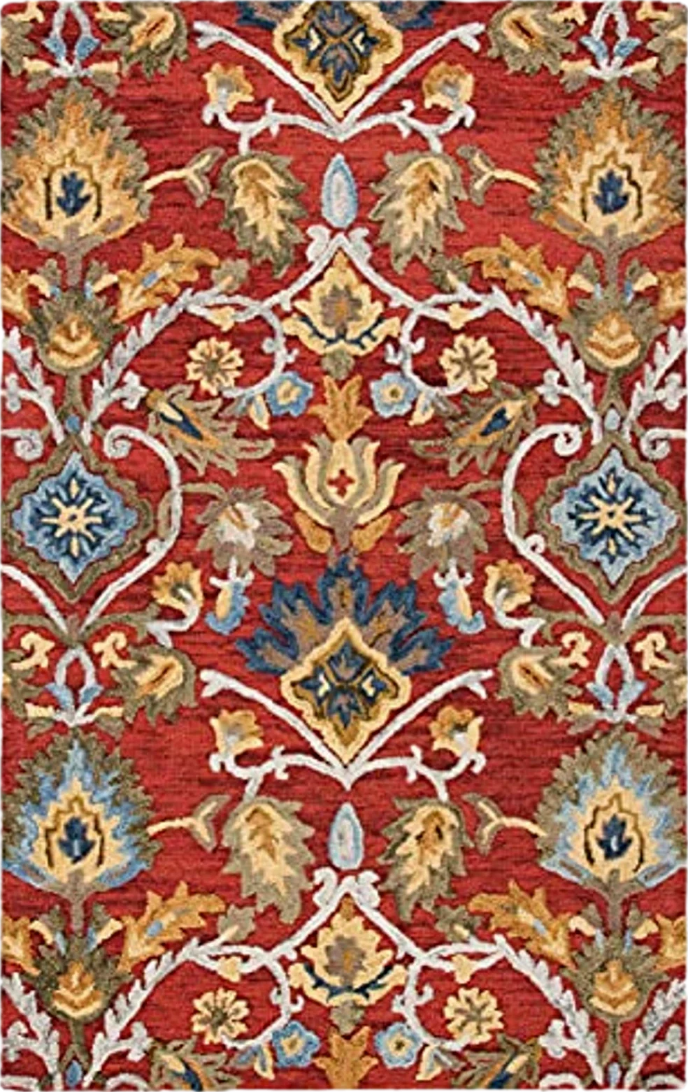 SAFAVIEH Blossom Collection Accent Rug - 3' x 5', Red & Multi, Handmade French Country Floral Wool, Ideal for High Traffic Areas in Entryway, Living Room, Bedroom (BLM402Q) - 3′0″x5′0″