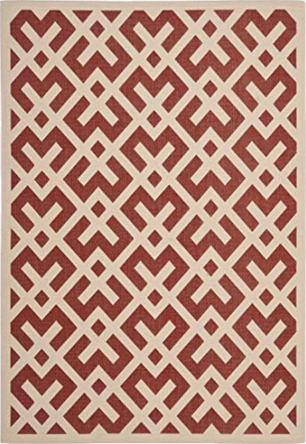 SAFAVIEH Courtyard Collection 4' x 5'7" Red/Bone CY6915 Indoor/ Outdoor Waterproof Easy-Cleaning Patio Backyard Mudroom Accent-Rug - 4′0″x5′8″