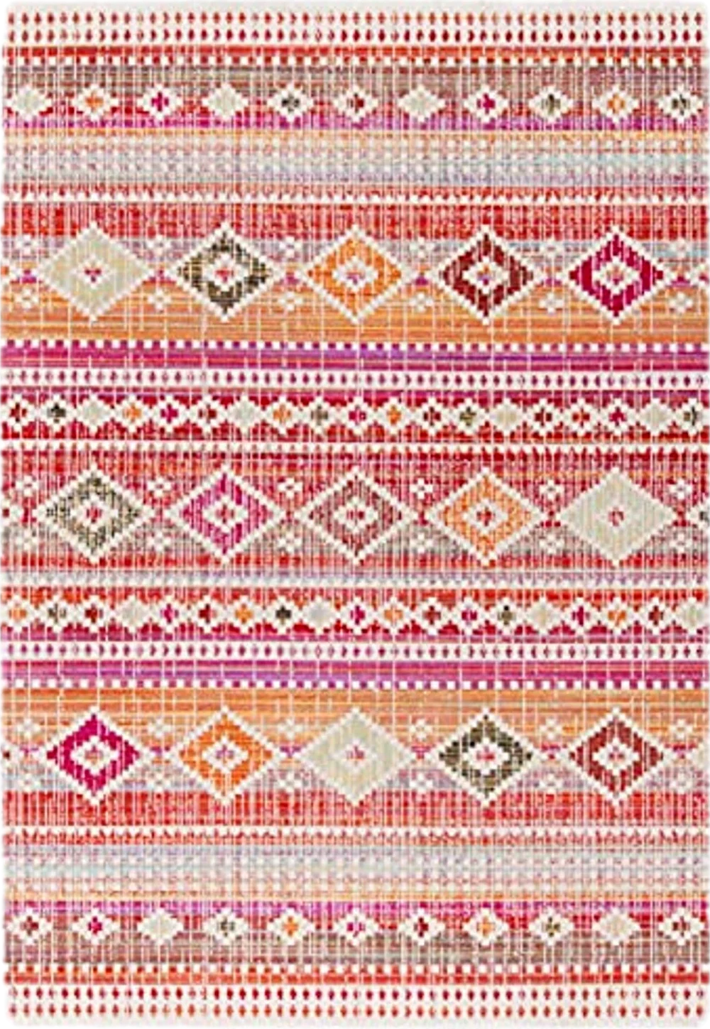 SAFAVIEH Montage Collection 8' x 10' Red / Fuchsia MTG271Q Boho Indoor/ Outdoor Non-Shedding Easy scrubbing Patio Backyard Porch Deck Mudroom Area-Rug - 8′0″x10′0″
