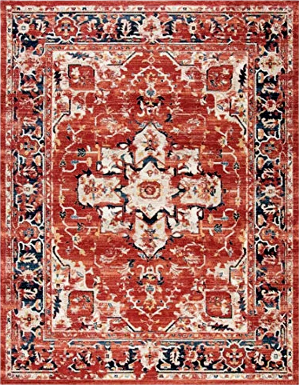 SAFAVIEH Charleston Collection Area Rug - 8' x 10', Red & Ivory, Oriental Distressed Design, Non-Shedding & Easy Care, Ideal for High Traffic Areas in Living Room, Bedroom (CHL411Q) - 8′0″x10′0″
