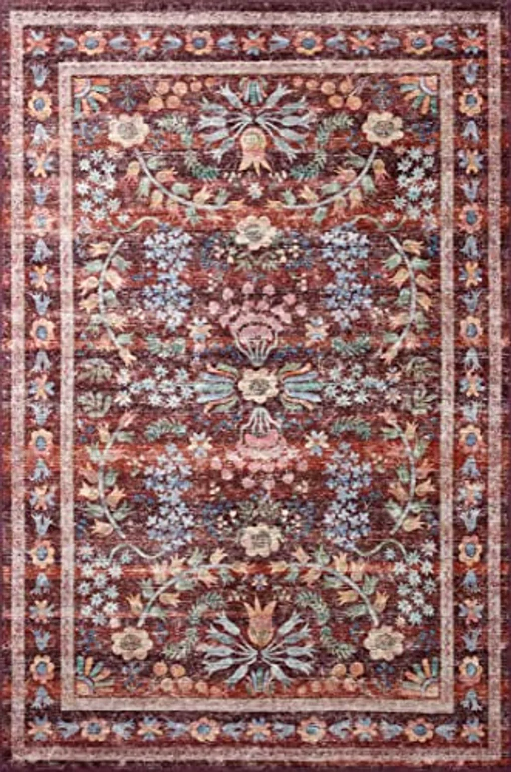Loloi Rifle Paper Co. Maison Collection MAO-06 Red 8'-4" x 11'-6", .19" Pile Height, Area Rug - 8′4″x11′6″