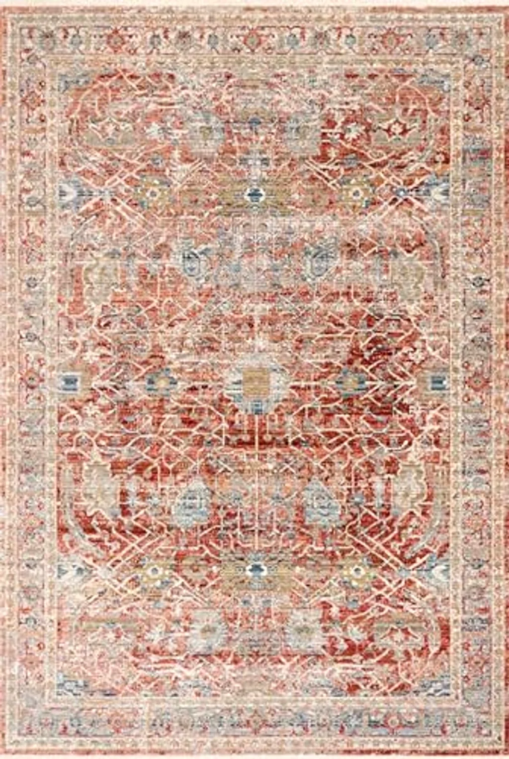 Loloi Claire Red/Ivory 5'-3" x 7'-9" Area Rug - 5′3″x7′9″