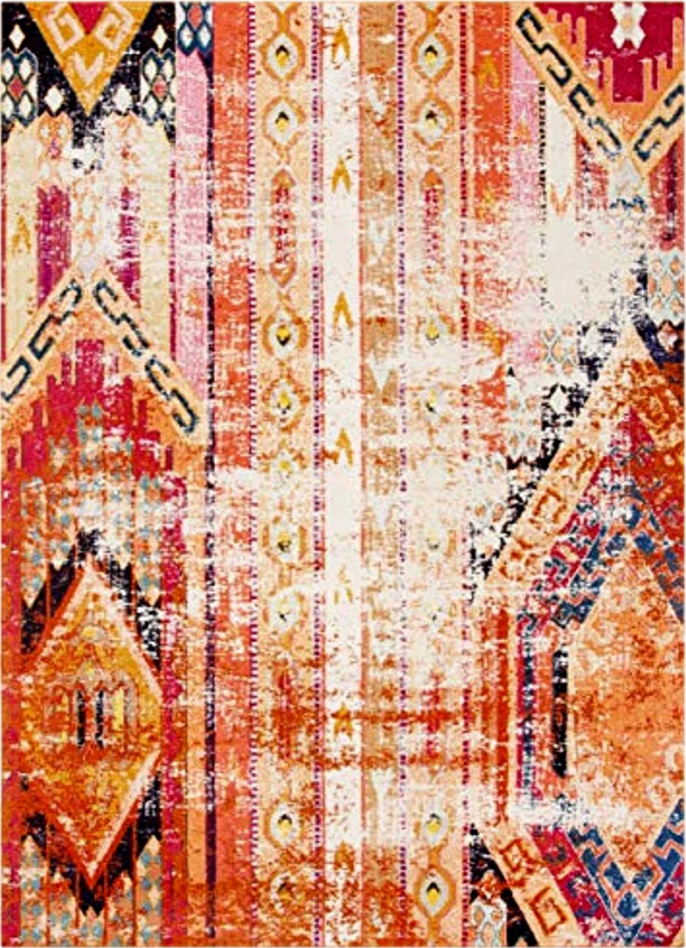 SAFAVIEH Monaco Collection Area Rug - 9' x 12', Orange & Multi, Boho Chic Tribal Distressed Design, Non-Shedding & Easy Care, Ideal for High Traffic Areas in Living Room, Bedroom (MNC222H) - 9′0″x12′0″