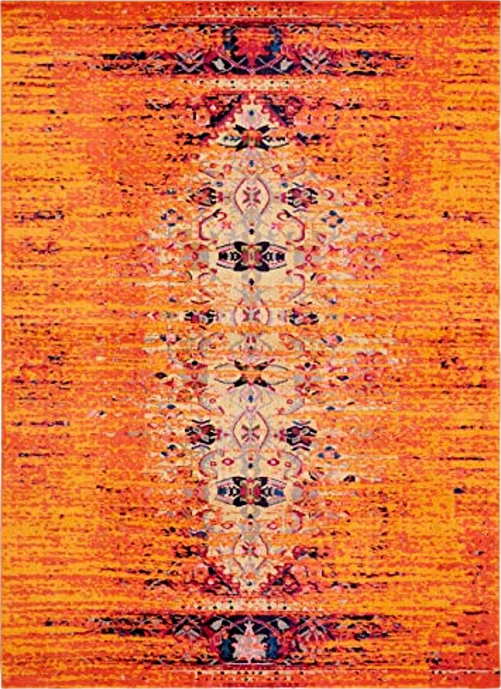 SAFAVIEH Monaco Collection 9' x 12' Orange Multi MNC209H Modern Boho Abstract Distressed Non-Shedding Living Room Bedroom Dining Home Office Area Rug - 9′0″x12′0″