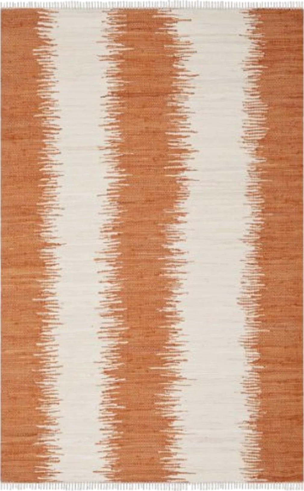SAFAVIEH Montauk Collection Area Rug - 5' x 8', Orange, Handmade Stripe Fringe Cotton, Ideal for High Traffic Areas in Living Room, Bedroom (MTK751C) - 5′0″x8′0″