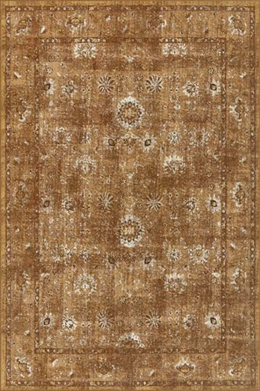 LIMON HOME Fall Area Rug,Autumn Fall Decor for Home,Thick Orange Rug for 6x9 Living Room,Machine Washable Area Rug for Badroom,Faux Wool Exceedingly Soft Yellow Floral Vintage Indoor Carpet 6 by 9 - 6′0″x9′0″