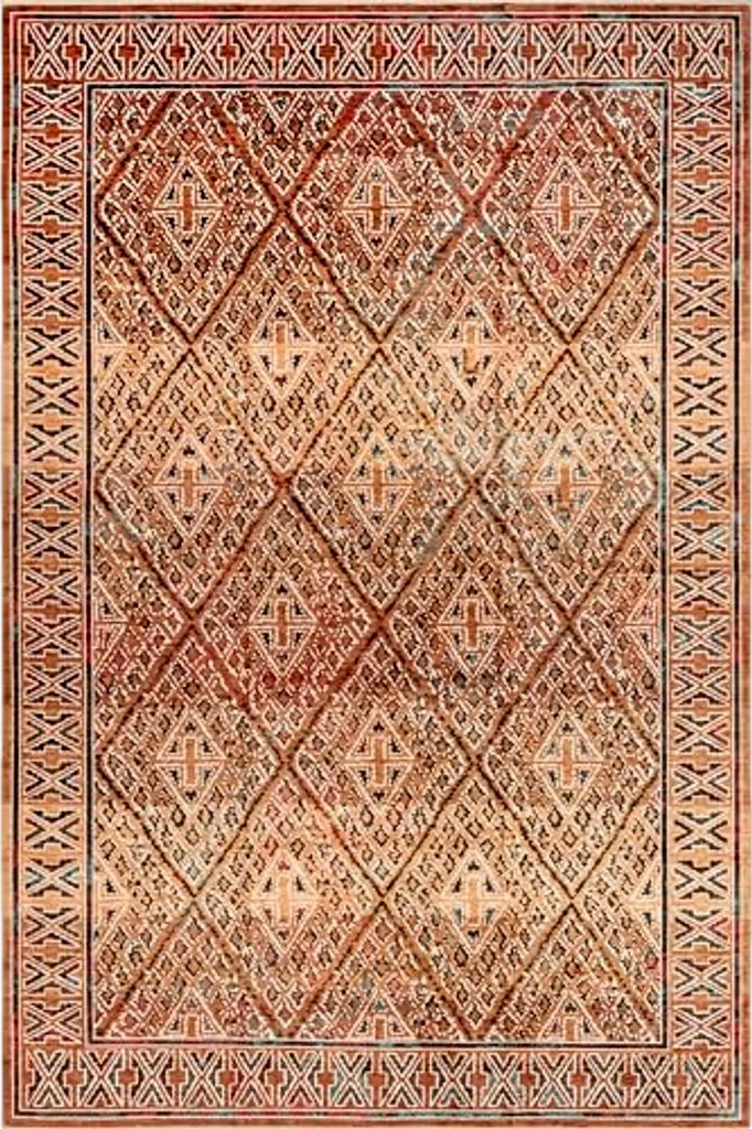 Rugs USA x Prabal Gurung Bagmati Machine Washable Area Rug, 5x8, Orange - 5′0″x8′0″