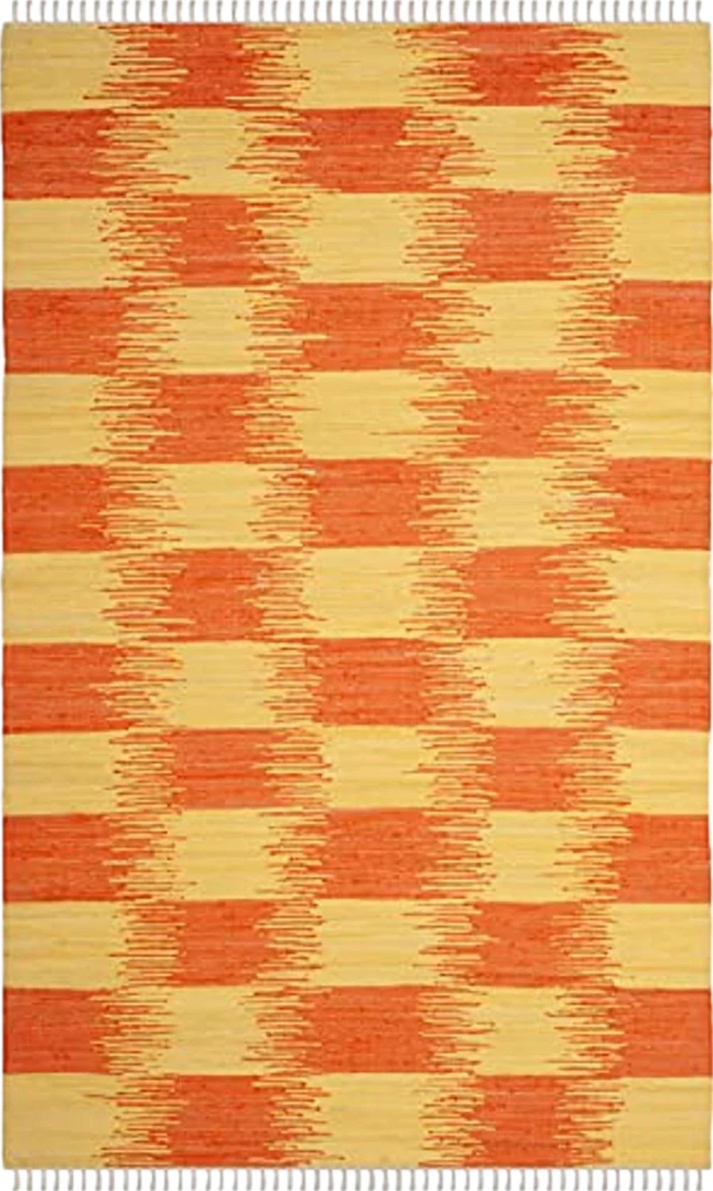 SAFAVIEH Montauk Collection Area Rug - 5' x 8', Yellow & Orange, Handmade Fringe Cotton, Ideal for High Traffic Areas in Living Room, Bedroom (MTK721C) - 5′0″x8′0″