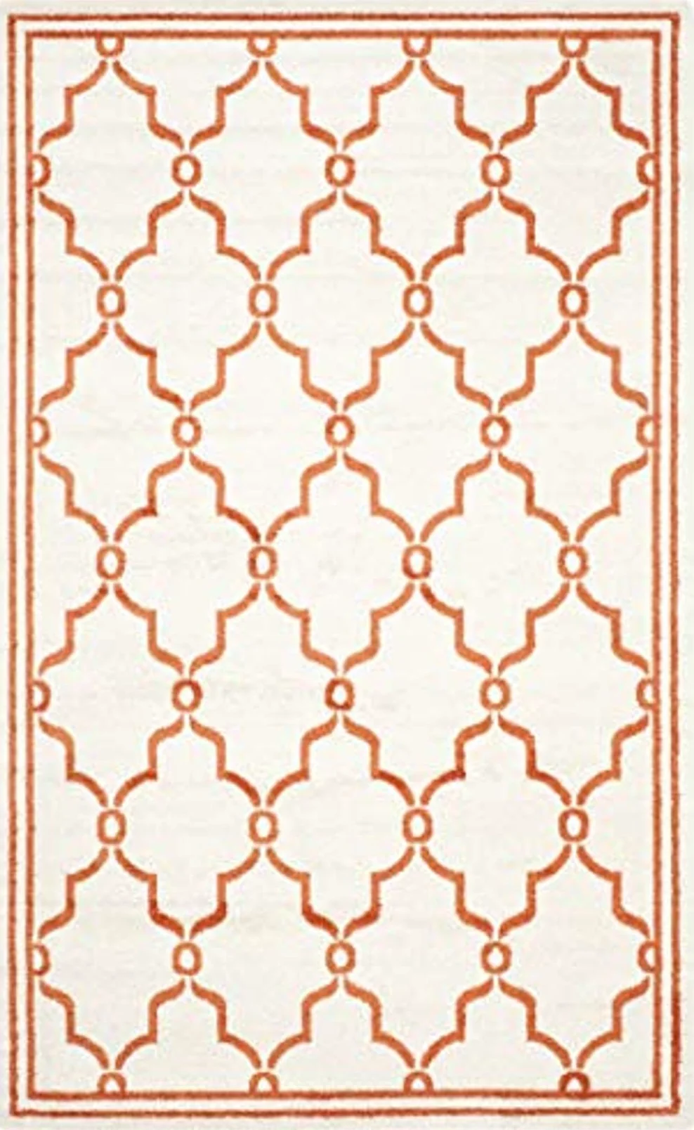 SAFAVIEH Amherst Collection Area Rug - 5'3" x 8', Beige & Orange, Trellis Design, Non-Shedding & Easy Care, Ideal for High Traffic Areas in Living Room, Bedroom (AMT414F) - 5′0″x8′0″