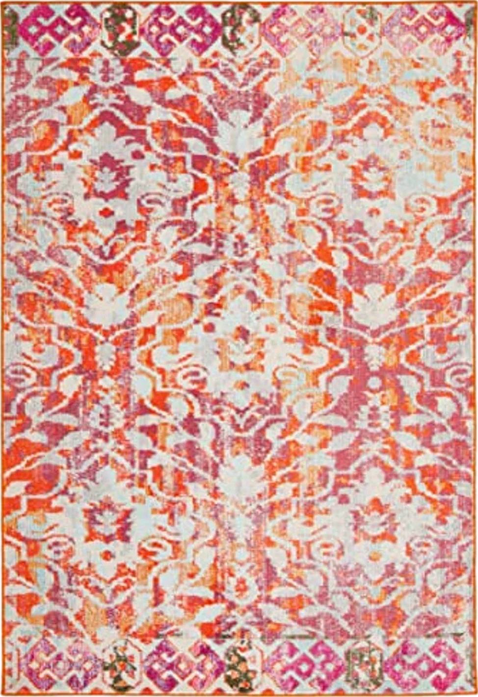 SAFAVIEH Madison Collection Area Rug - 8' x 10', Orange & Ivory, Boho Distressed Design, Non-Shedding & Easy Care, Ideal for High Traffic Areas in Living Room, Bedroom (MAD444P) - 8′0″x10′0″