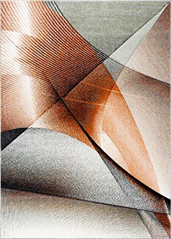 SAFAVIEH Hollywood Collection Area Rug - 8' x 10', Grey & Orange, Mid-Century Modern Design, Non-Shedding & Easy Care, Ideal for High Traffic Areas in Living Room, Bedroom (HLW715P) - 8′0″x10′0″