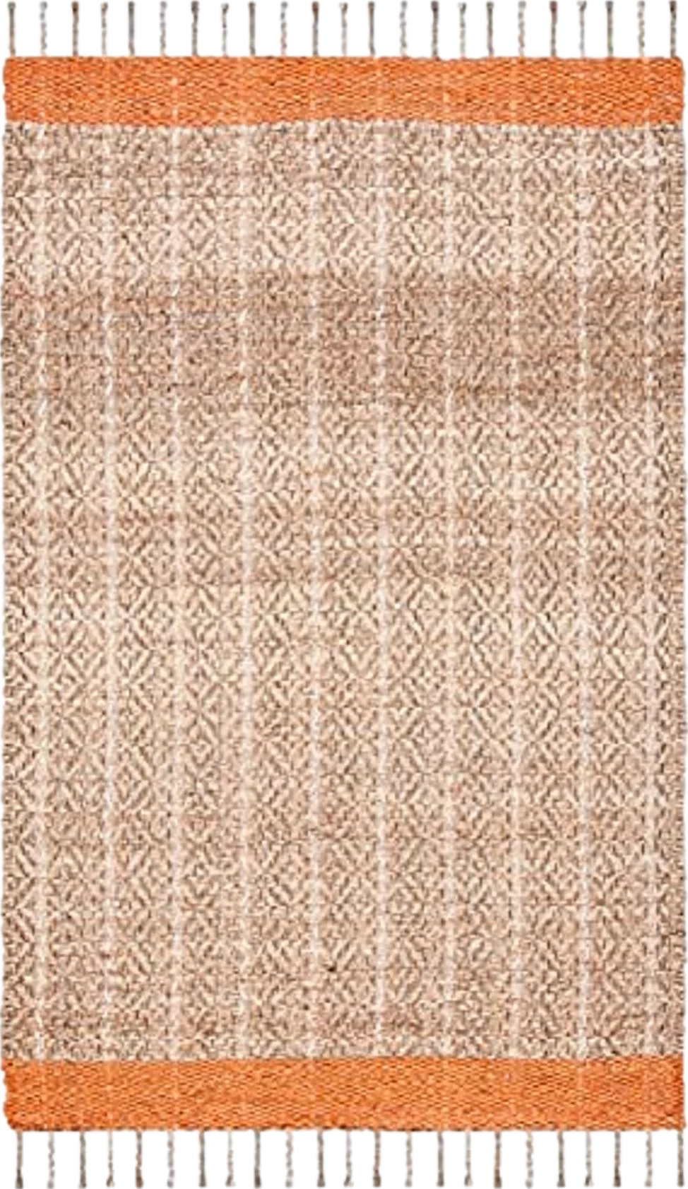 SAFAVIEH Cape Cod Collection Area Rug - 5' x 8', Orange & Natural, Handmade Stripe Jute & Cotton Braided Tassel, Ideal for High Traffic Areas in Living Room, Bedroom (CAP846P) - 5′0″x8′0″