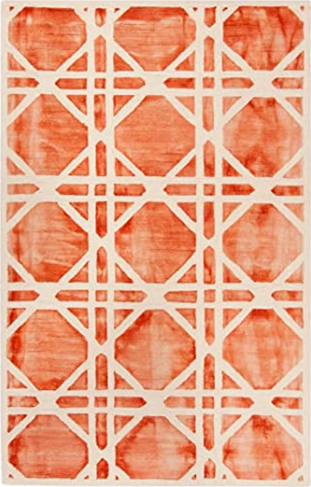SAFAVIEH Dip Dye Collection 6' x 9' Ivory/Orange DDY721P Handmade Geometric Watercolor Premium Wool Living Room Dining Bedroom Area Rug - 6′0″x9′0″