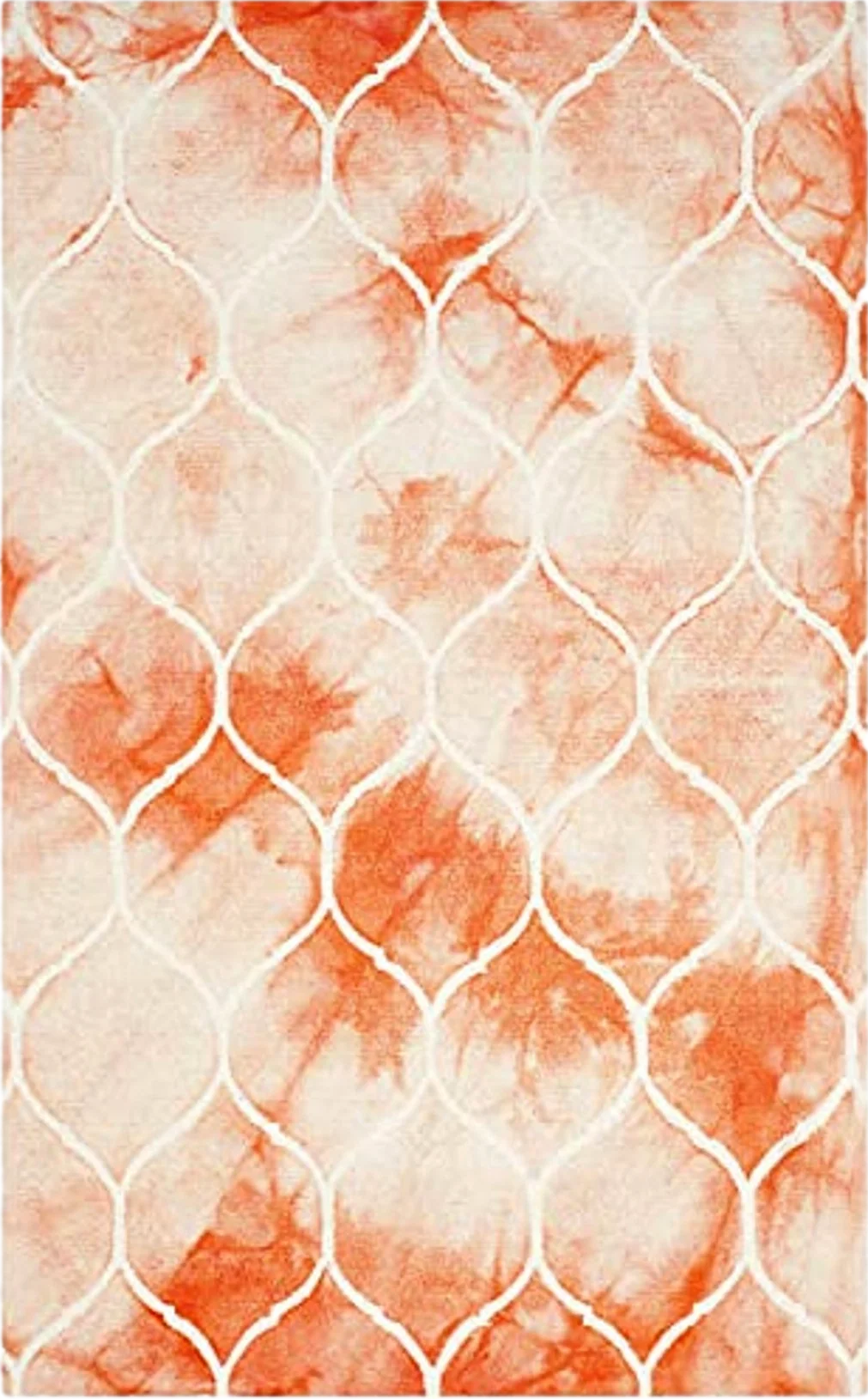 SAFAVIEH Dip Dye Collection 5' x 8' Orange / Ivory DDY685K Handmade Trellis Watercolor Premium Wool Area Rug - 5′0″x8′0″