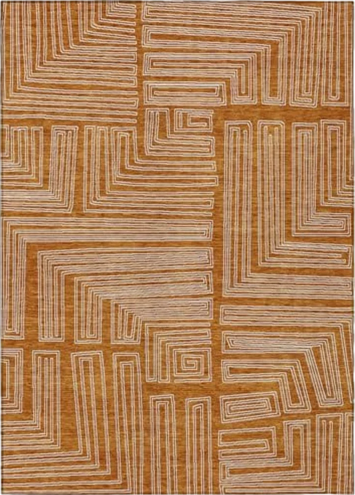 Addison Rugs Chantille ACN1045 Orange 9' x 12' Indoor Outdoor Area Rug, Easy Clean, Machine Washable, Non Shedding, Bedroom, Entry, Living Room, Dining Room, Kitchen, Patio Rug - 9′0″x12′0″