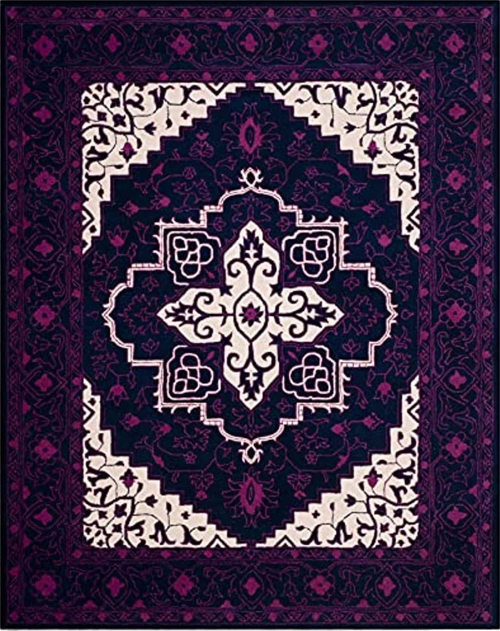 SAFAVIEH Bellagio Collection 8' x 10' Purple / Ivory BLG597A Handmade Medallion Premium Wool Area Rug - 8′0″x10′0″