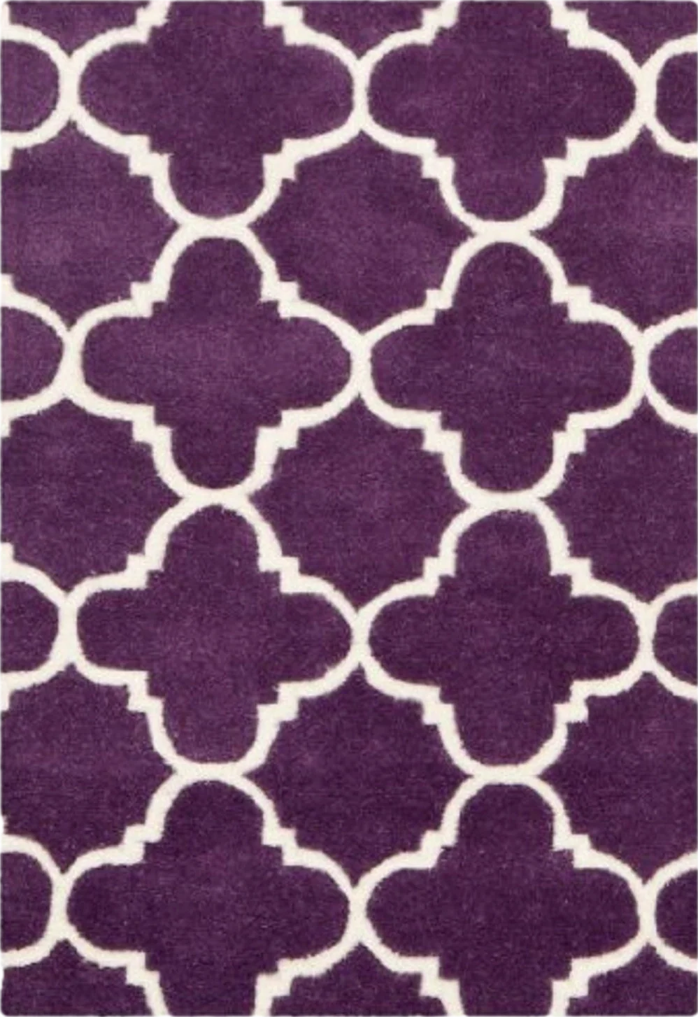SAFAVIEH Chatham Collection Accent Rug - 2' x 3', Purple & Ivory, Handmade Quatrefoil Trellis Wool, Ideal for High Traffic Areas in Entryway, Living Room, Bedroom (CHT717F) - 2′0″x3′0″