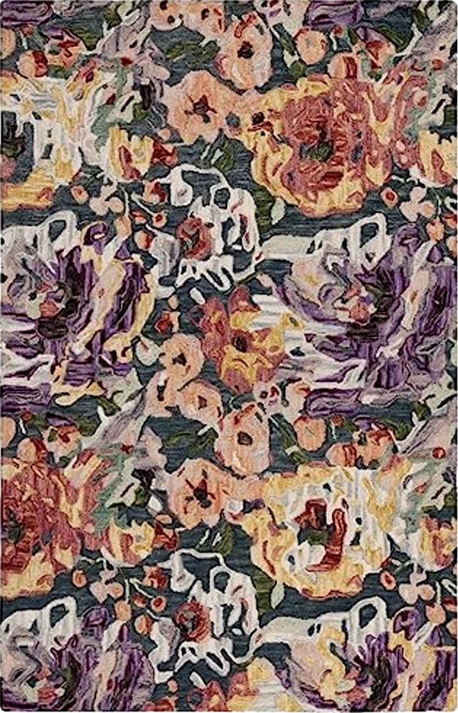 SAFAVIEH Blossom Collection Area Rug - 8' x 10', Blue & Purple, Handmade French Country Floral Wool, Ideal for High Traffic Areas in Living Room, Bedroom (BLM463M) - 8′0″x10′0″