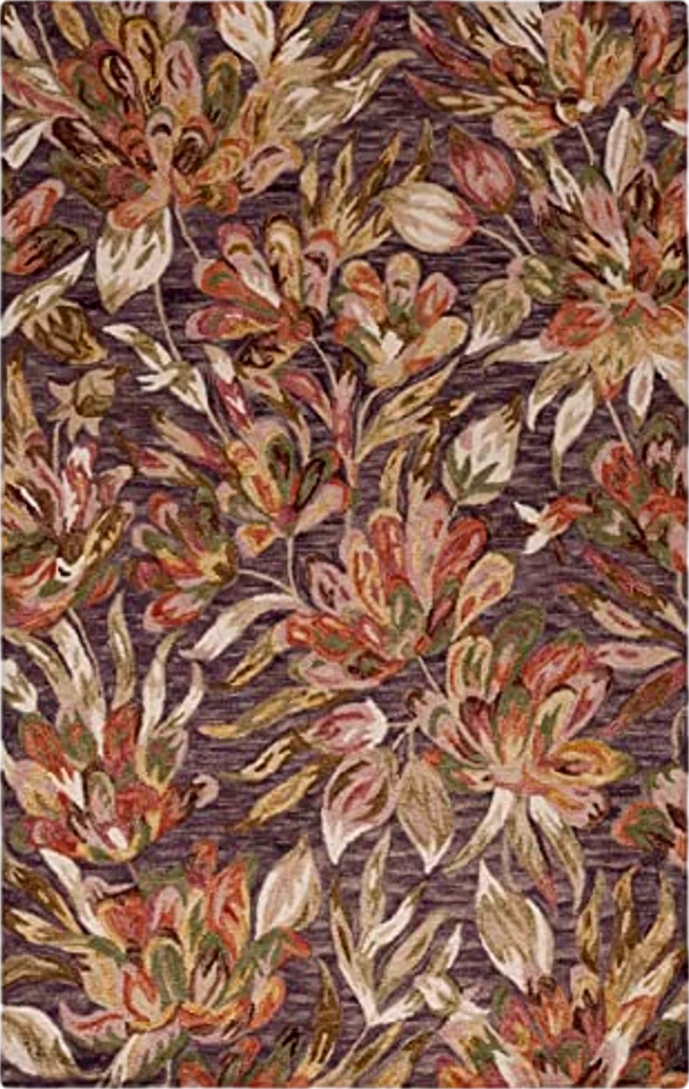 SAFAVIEH Blossom Collection Area Rug - 6' Square, Purple & Sage, Handmade French Country Floral Wool, Ideal for High Traffic Areas in Living Room, Bedroom (BLM462V) - 6′0″x6′0″
