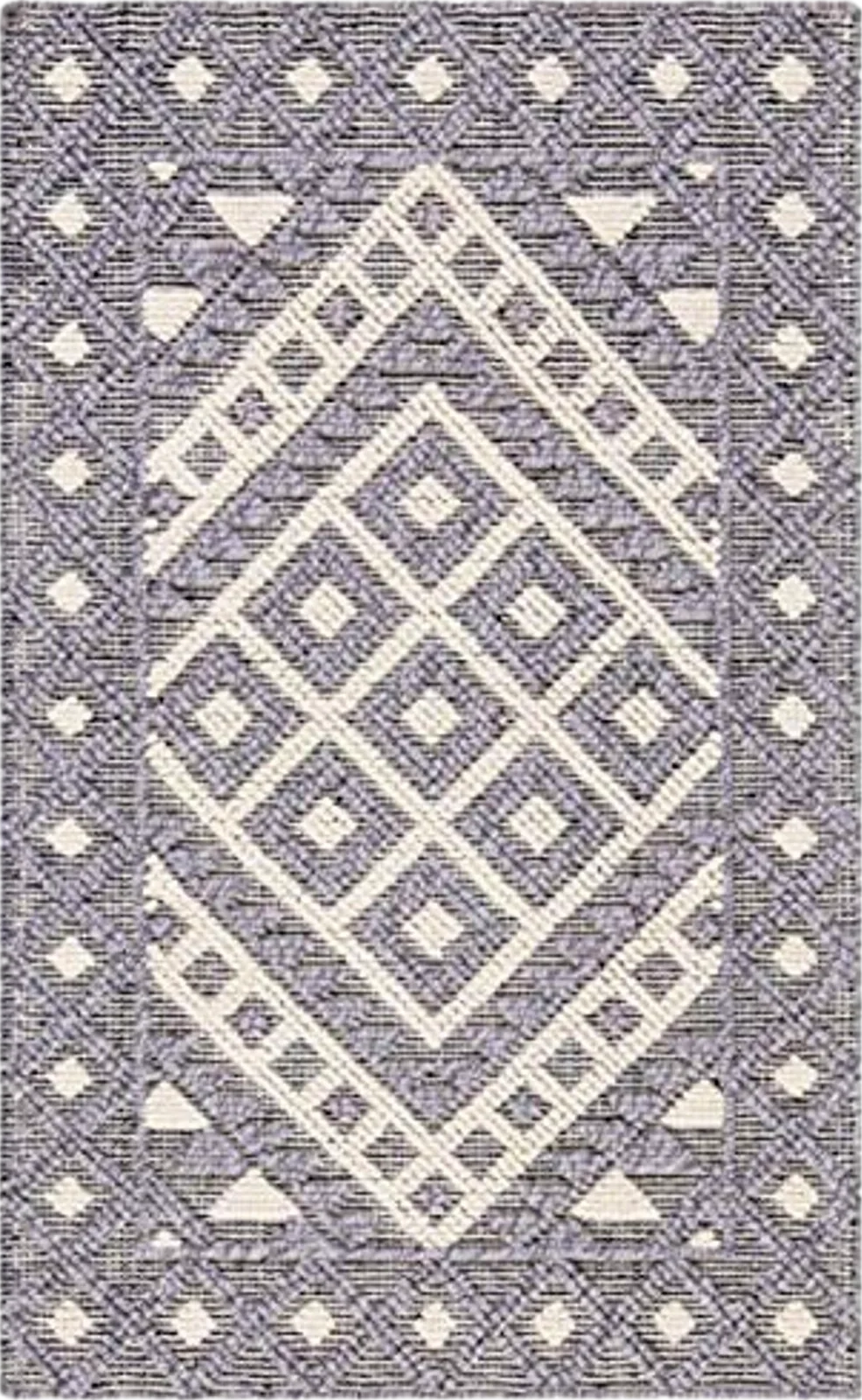 SAFAVIEH Natura Collection Area Rug - 6' x 9', Cream & Purple, Handmade Diamond Wool, Ideal for High Traffic Areas in Living Room, Bedroom (NAT628U) - 6′0″x9′0″