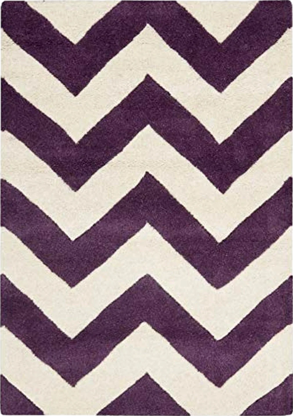 SAFAVIEH Chatham Collection Accent Rug - 3' x 5', Purple & Ivory, Handmade Chevron Wool, Ideal for High Traffic Areas in Entryway, Living Room, Bedroom (CHT715F) - 3′0″x5′0″