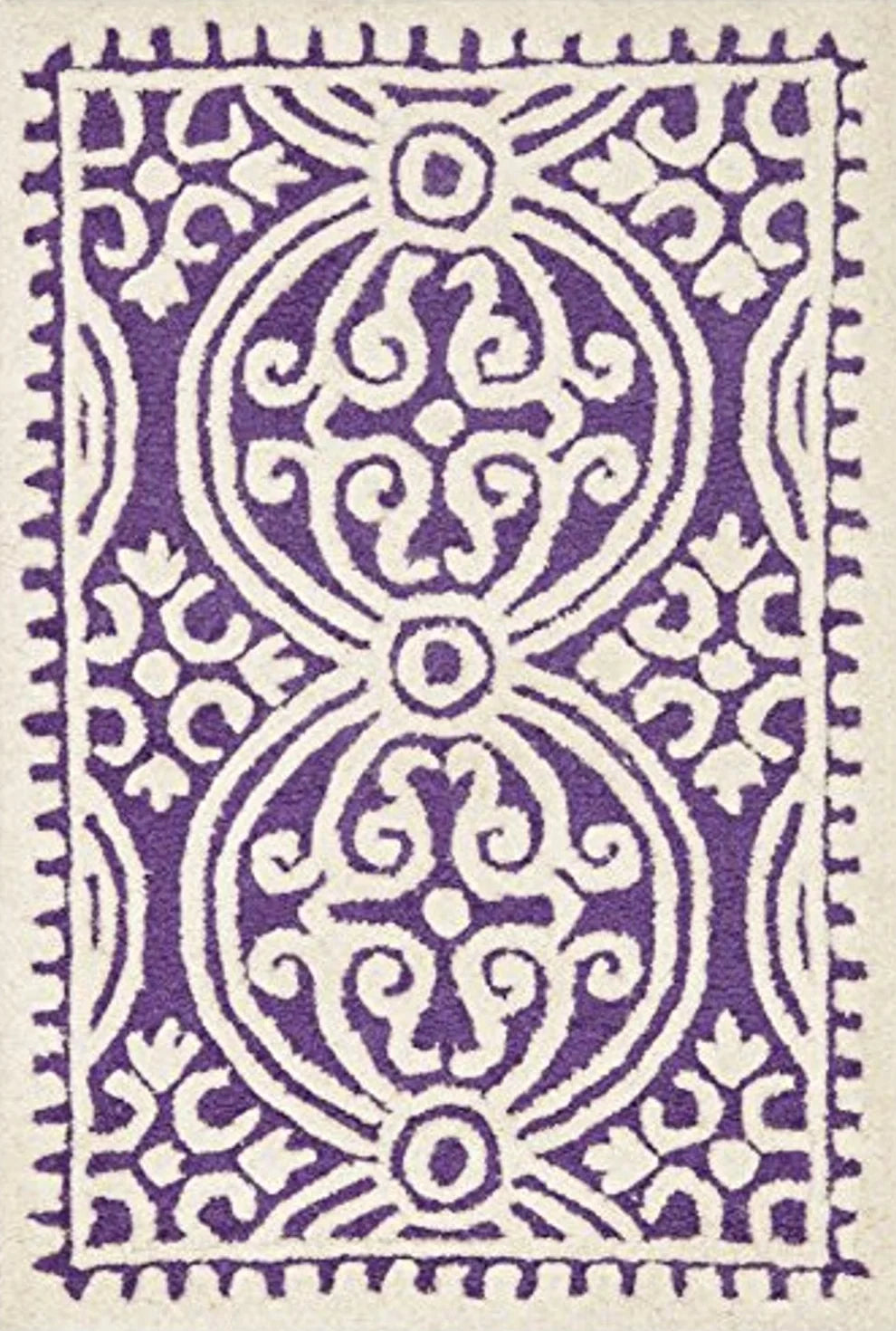 SAFAVIEH Cambridge Collection 2' x 3' Purple / Ivory CAM123K Handmade Moroccan Premium Wool Accent Rug - 2′0″x3′0″