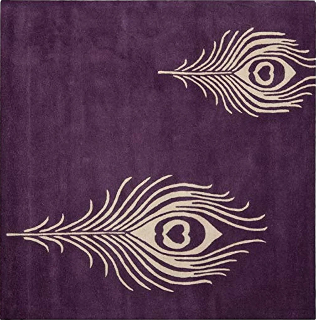 SAFAVIEH Soho Collection 8' Square Purple / Ivory SOH704A Handmade Premium Wool & Viscose Area Rug - 8′0″x8′0″