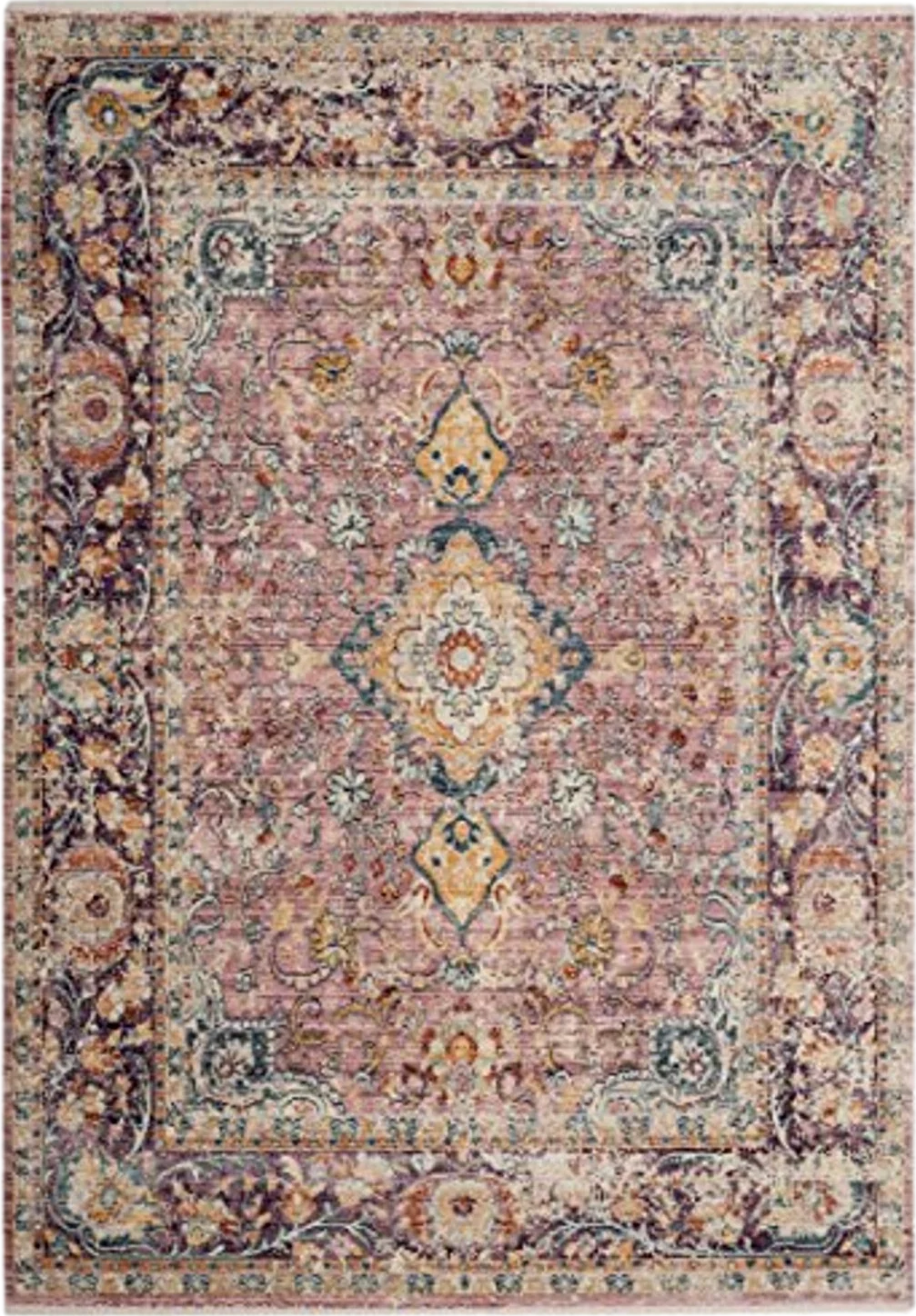 SAFAVIEH Illusion Collection Area Rug - 6' x 9', Light Purple & Purple, Vintage Distressed Viscose Design, Ideal for High Traffic Areas in Living Room, Bedroom (ILL700A) - 6′0″x9′0″