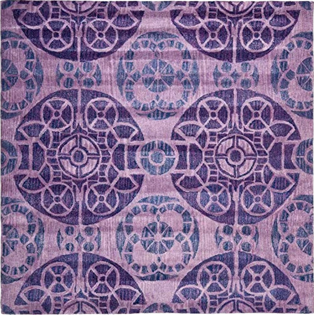 SAFAVIEH Wyndham Collection 7' Square Purple WYD376J Handmade Modern Premium Wool Area Rug - 7′0″x7′0″