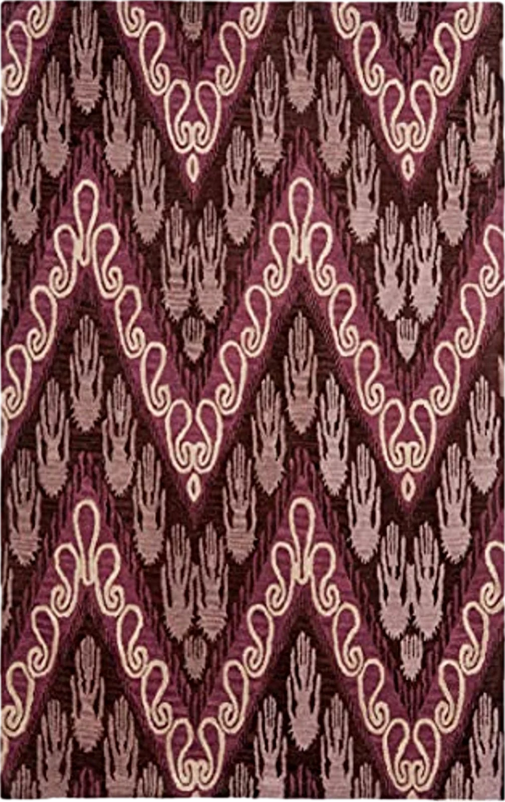 SAFAVIEH Ikat Collection Area Rug - 5' x 8', Dark Brown & Purple, Handmade Wool, Ideal for High Traffic Areas in Living Room, Bedroom (IKT473A) - 5′0″x8′0″